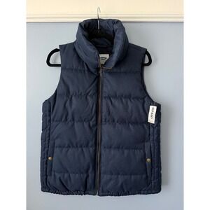 NWT Old Navy Quilted Vest Fleece Lined Full Zip Pockets Navy‎ Size M MSRP $34.99